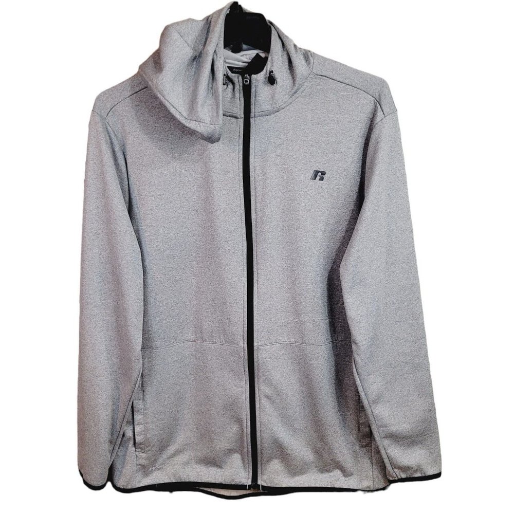 Russell Athletic Mens L Gray Full Zip Hoodie Dri-Power Sweatshirt